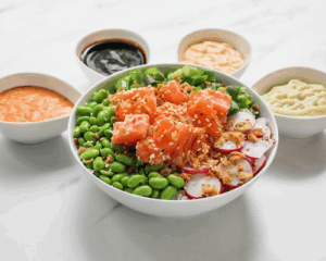 De bedrijfsnaam is Amsterdam poke bowl